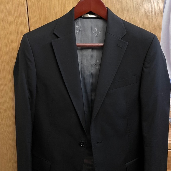 100% Italian Guabello Wool Black 2-piece Suit (Jacket + Pants)Men's 36